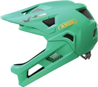 Cască copii ABUS Youdrop S 480-540mm cu protecția de bărbie detașabilă. verde